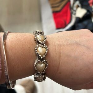 4/$100 heart Elegant Silver and Cream Heart Bracelet 8 inch